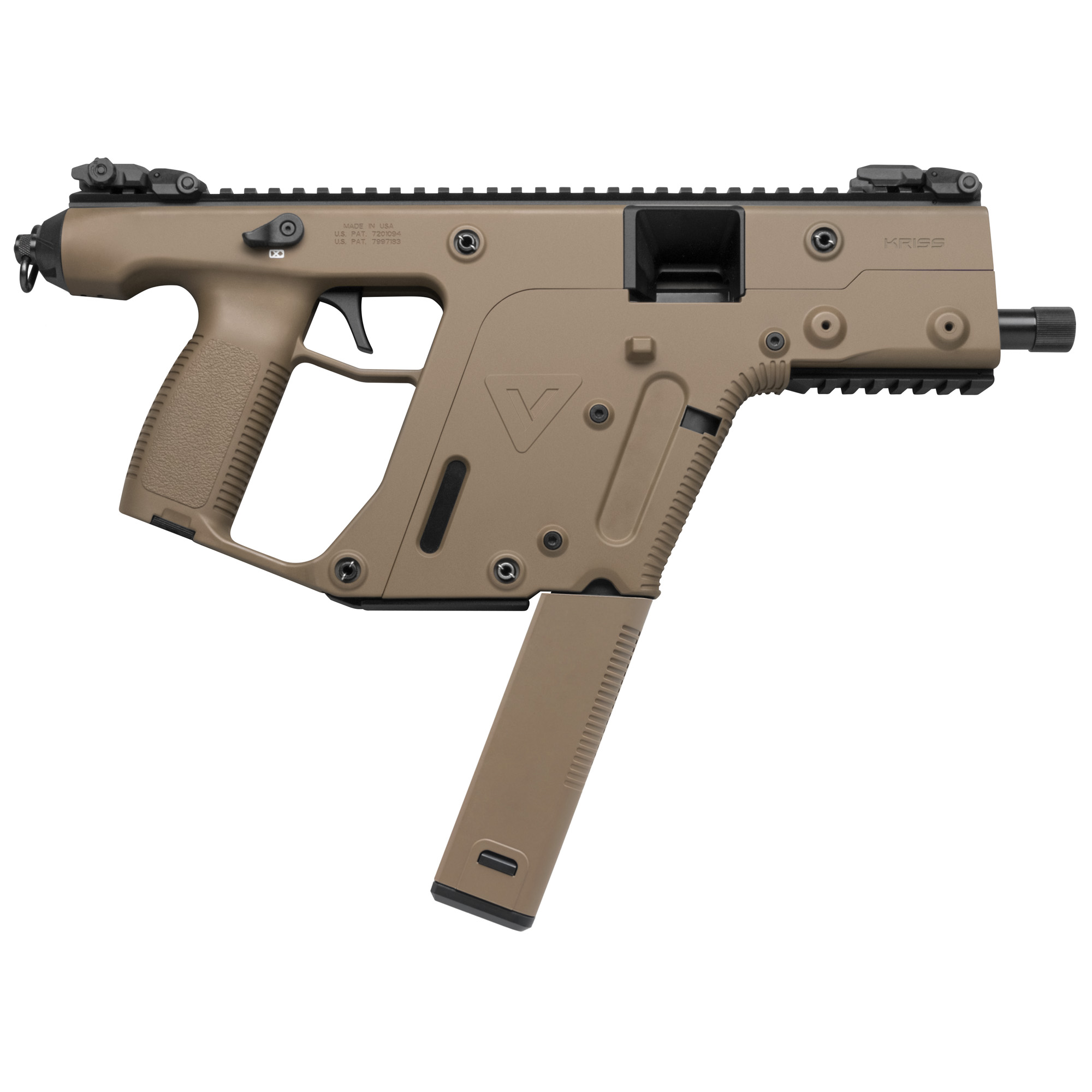 Kriss USA KV90PFD20 Vector SDP Gen2 9mm Luger 40+1 5.50" Black Nitride Threaded Barrel, Flat Dark Earth Picatinny Rail Receiver, FDE Polymer Grip, Glock Magazine Compatible