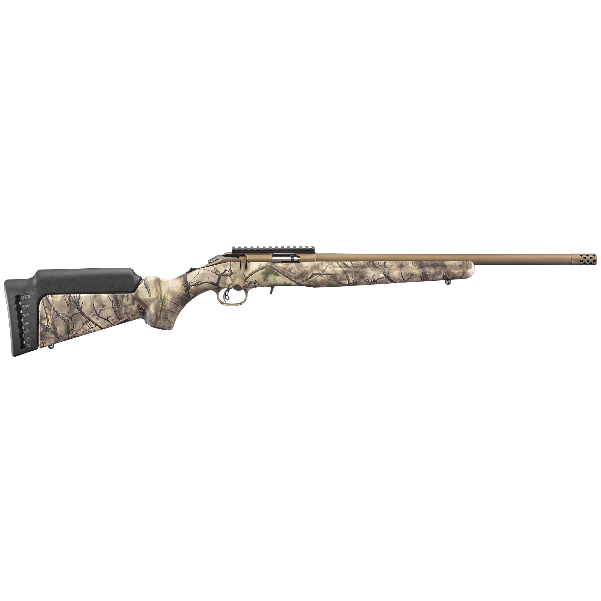 Ruger American Rimfire 22 Lr 18in 10+1 Bronze Cerakote Go Wild Camo Right Hand