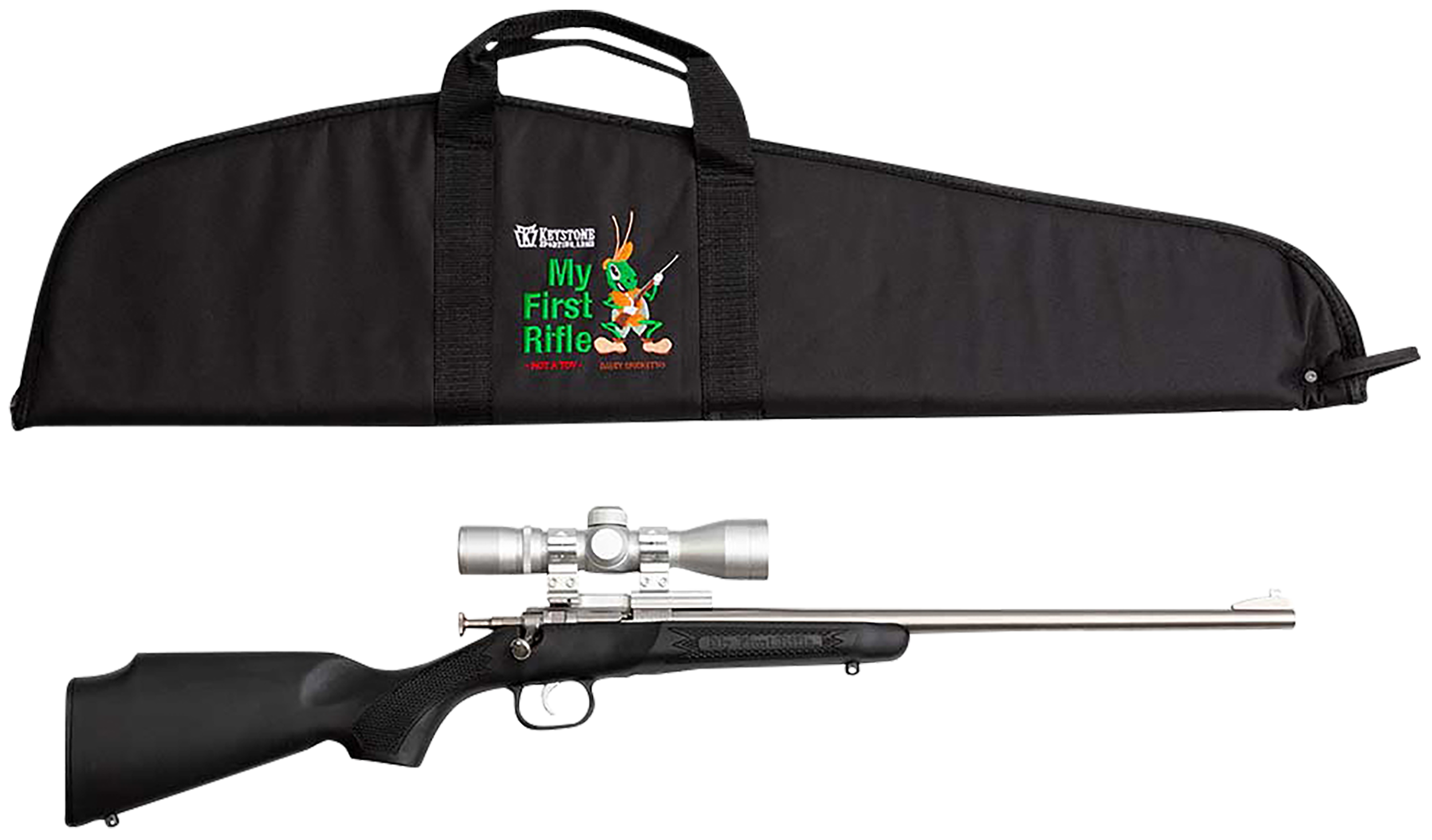 Keystone Crickett Package Rifle 22 LR 16 in. Black S/S with Scope
