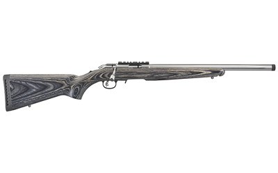 Ruger American Rimfire 22 Wmr 18in 9+1 Satin Stainless Black/Gray Laminate