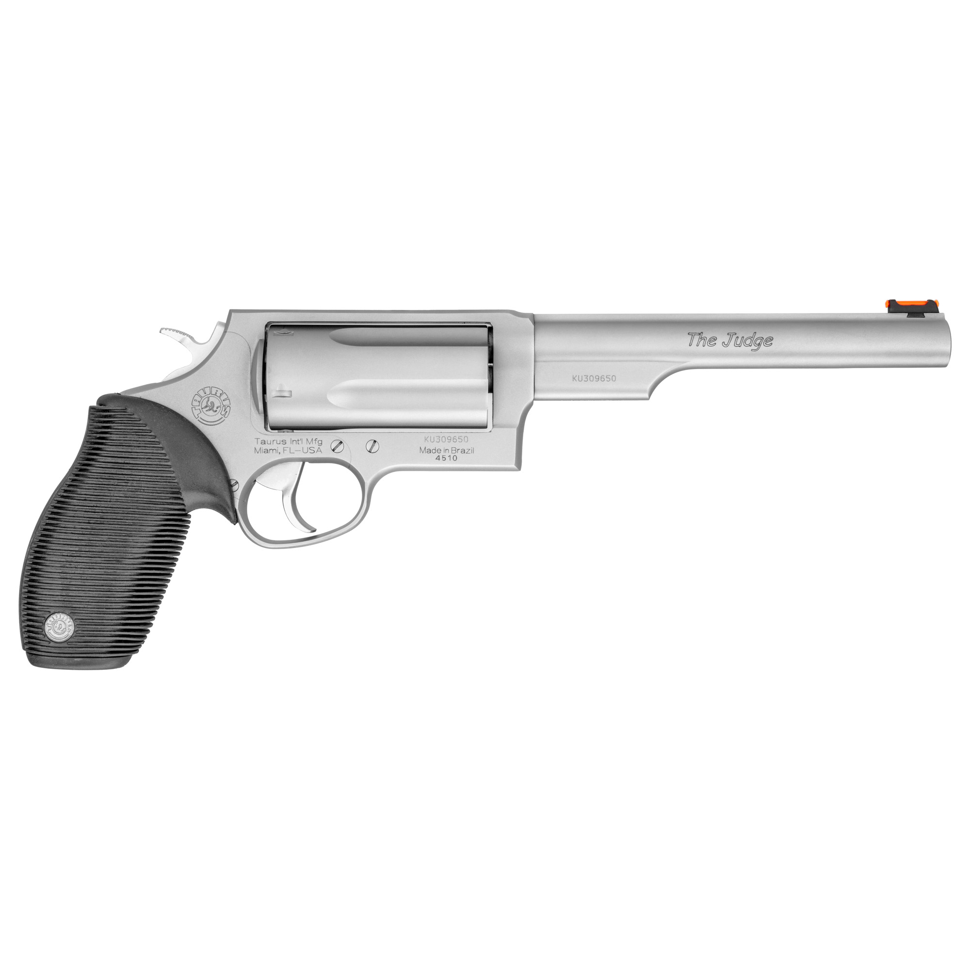 Taurus Judge Magnum Revolver - Stainless Steel | 45 Colt / 410 Mag | 6.5" Barrel | 5rd | Rubber Grip | Fiber Optic Sight