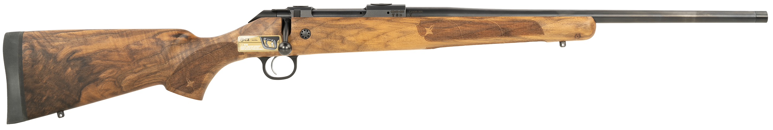 CZ 600 American 30-06 Springfield 24" Threaded 3 Rounds Satin Barrel Grade A Dark Walnut Stock
