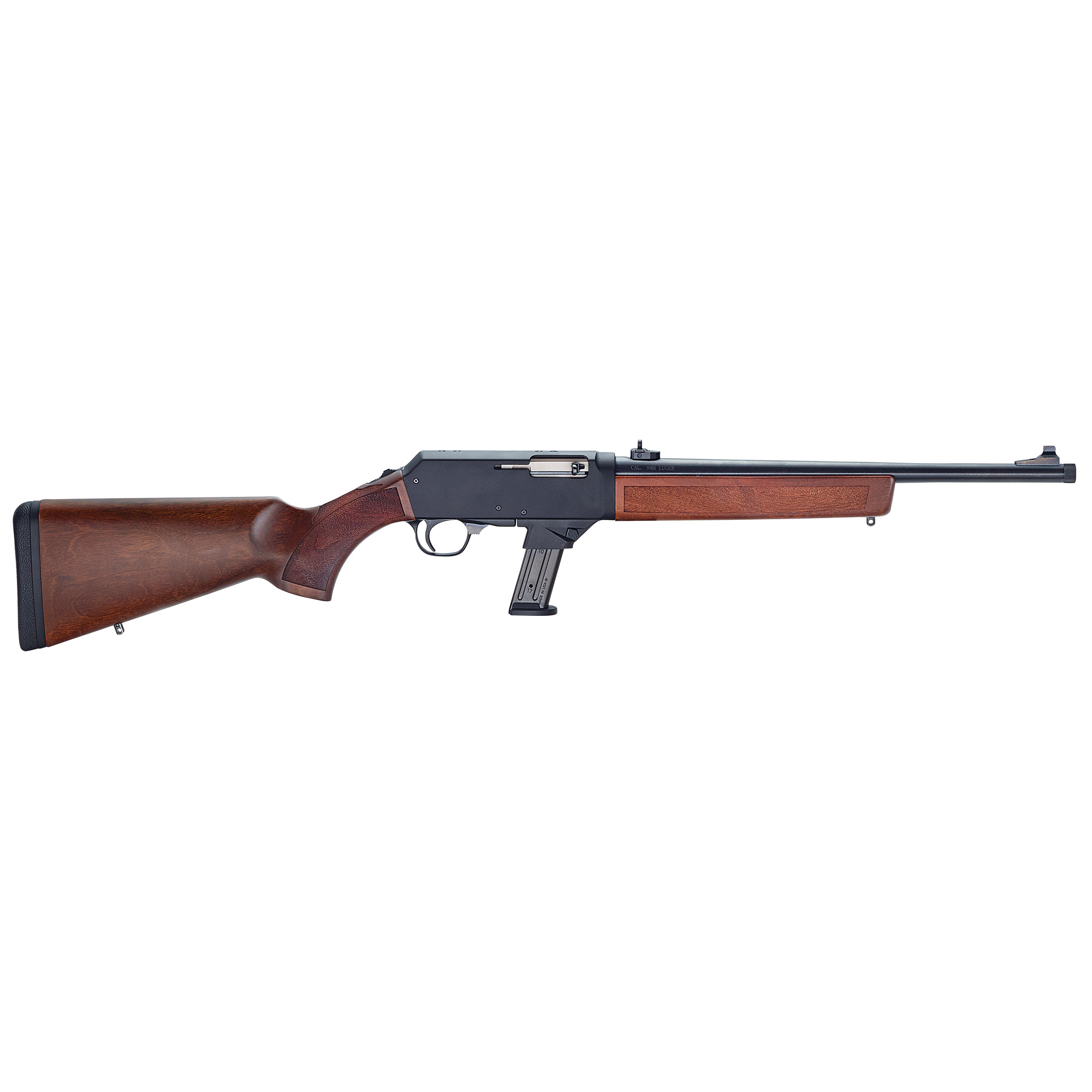 Henry H027H9S Homesteader w/Sig/S&W Mag Well Adapter 9mm Luger 10+1 16.37" Blued Steel Threaded Barrel, Black Anodized Aluminum Drilled & Tapped Receiver, American Walnut Wood Fixed, Ambidextrous