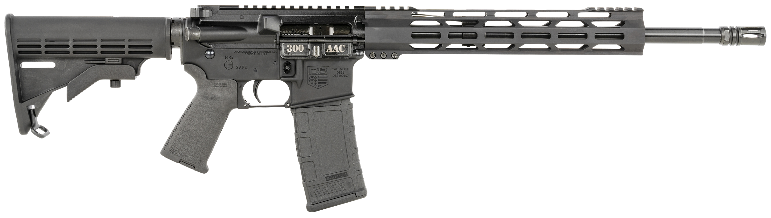 Diamondback DB15 300 AAC Blackout 16in 30+1 7075-T6 Receiver 12in M-LOK Finish