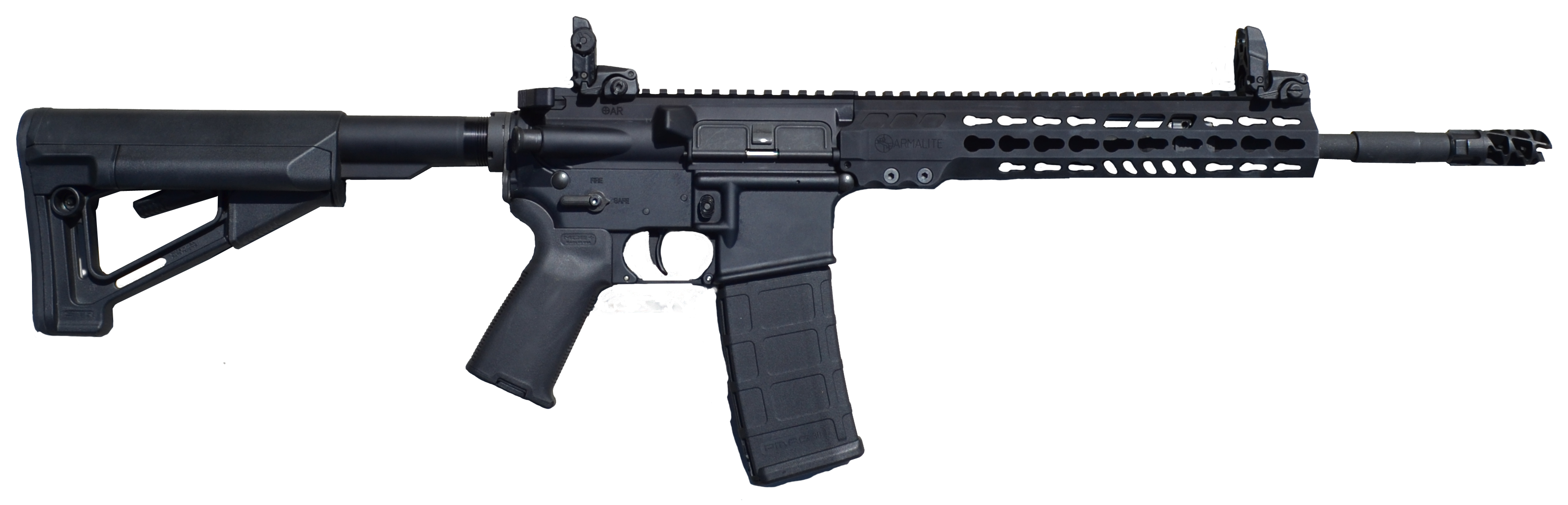 Armalite M-15 Tactical 5.56x45 NATO, 16in. Barrel, 30rd, 10" KeyMod Handguard, Magpul STR Stock, MOE Grip & MBUS flip-up sights - Black (NPN: M15TAC14)