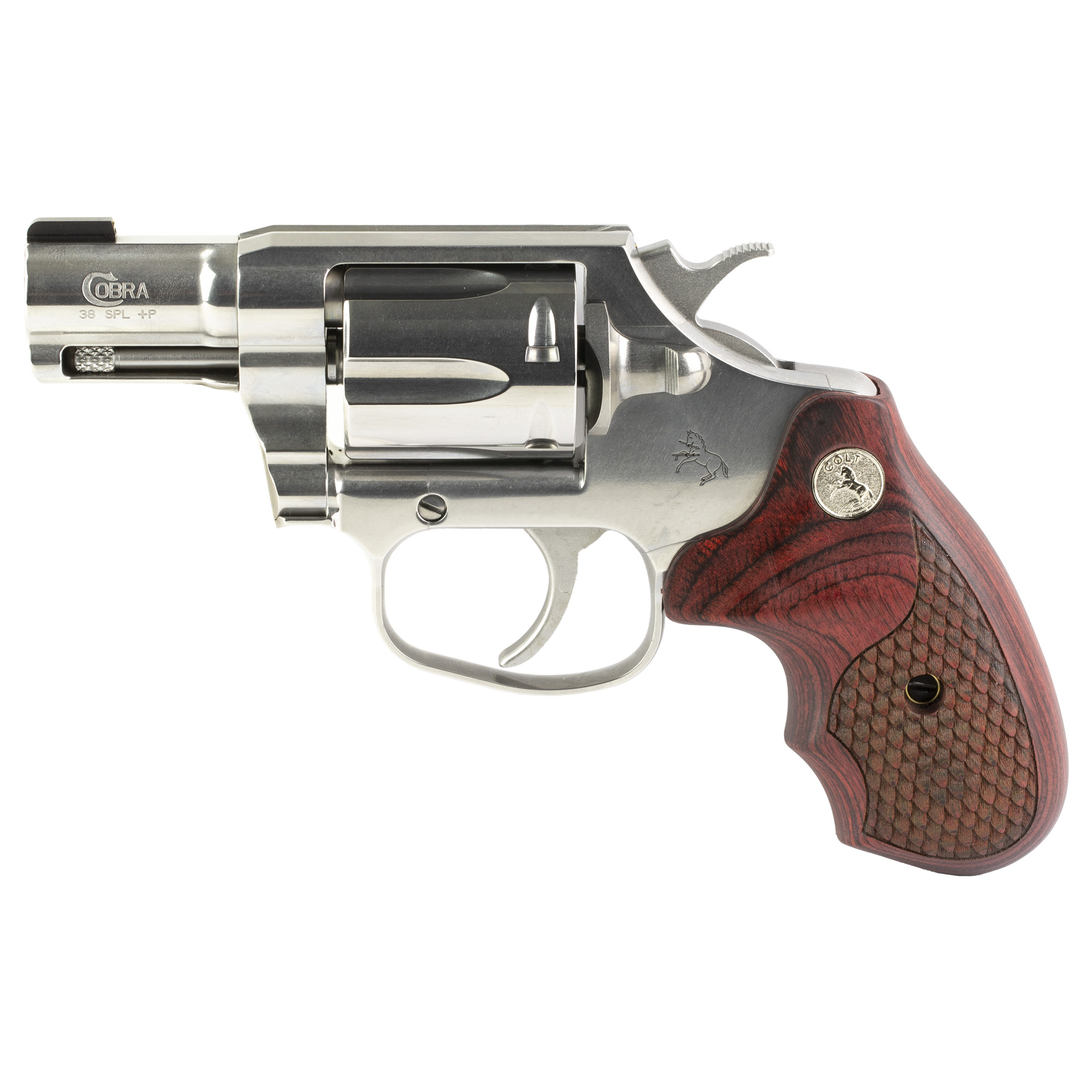 Colt Cobra 38 Special 2" Barrel 6 Rounds Stainless Steel Silver Wood Grips
