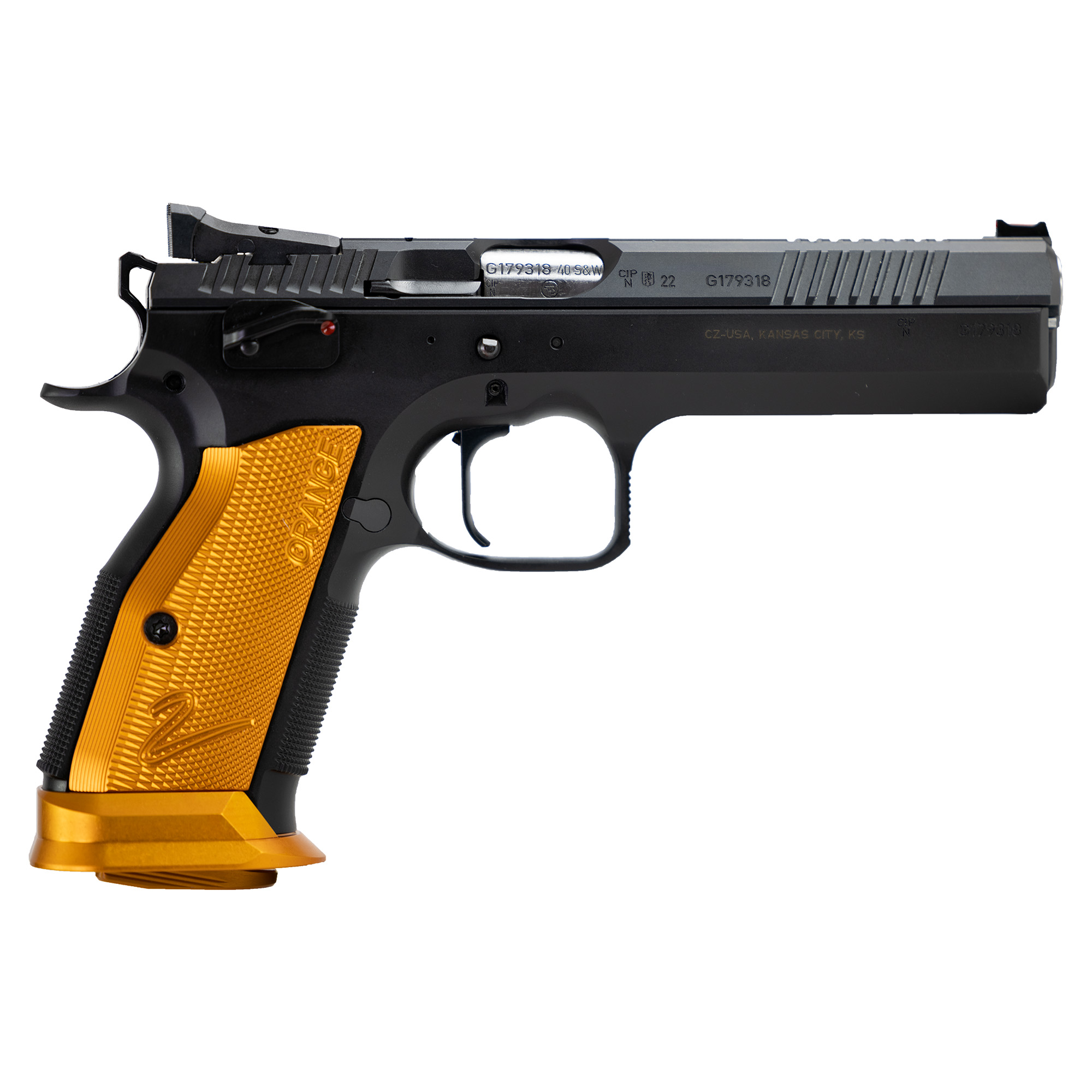 CZ Ts2 40 S&W 5.2" Barrel 17 Rounds Polycoat Frame Orange Grip