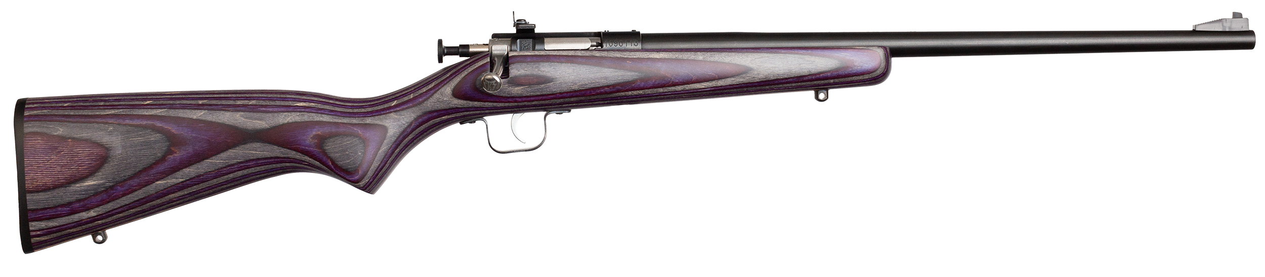 Crickett KSA2228 Youth  22 LR 1rd 16.12" Stainless Steel Barrel, Fixed Front/Adjustable Rear Peep Sights, Purple Laminate Stock w/11.5" LOP, Rebounding Firing Pin Safety