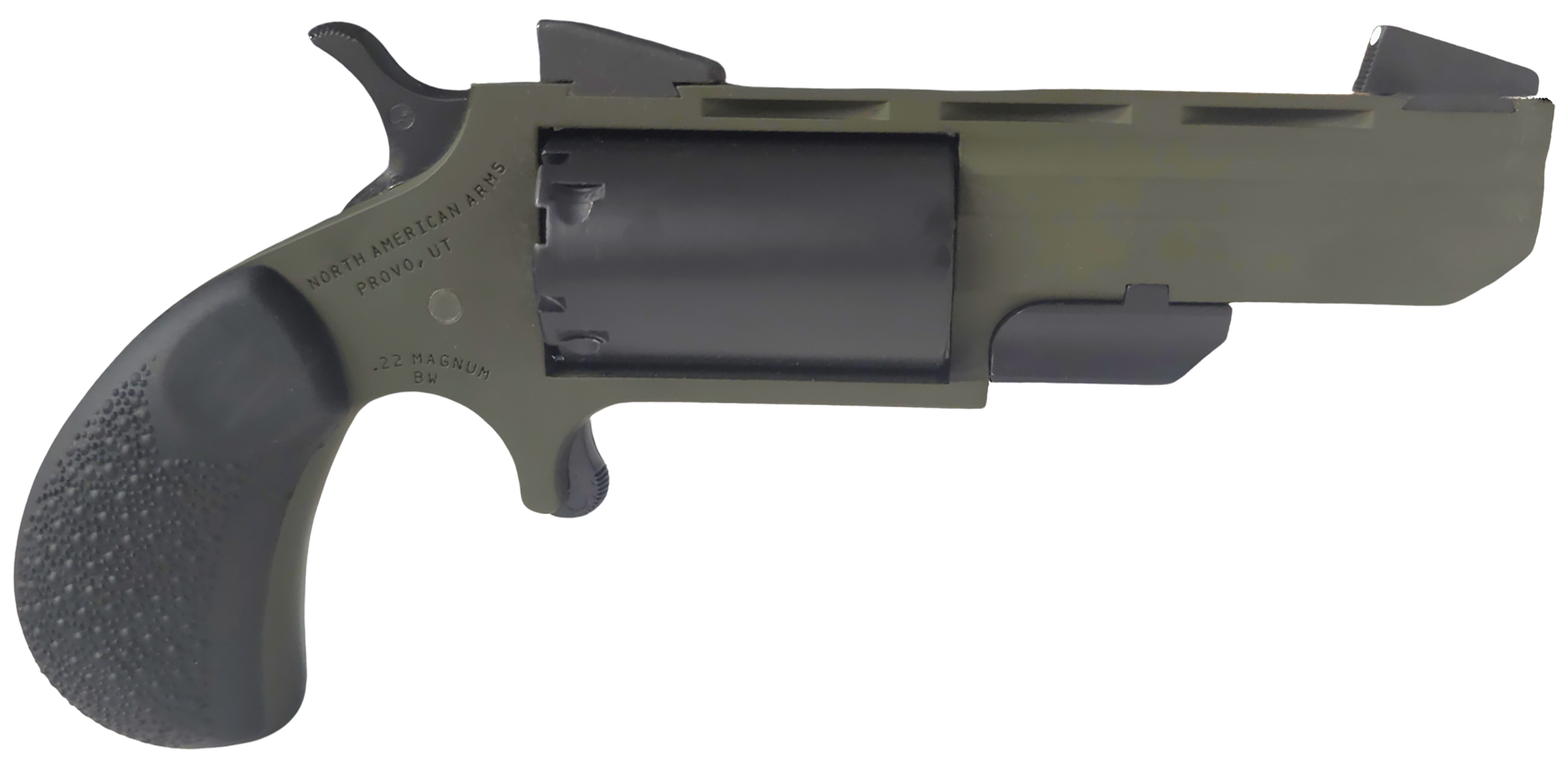 NAA Green Huntsman Revolver 22 LR 2 in. OD Green Black Grip 5 rd.
