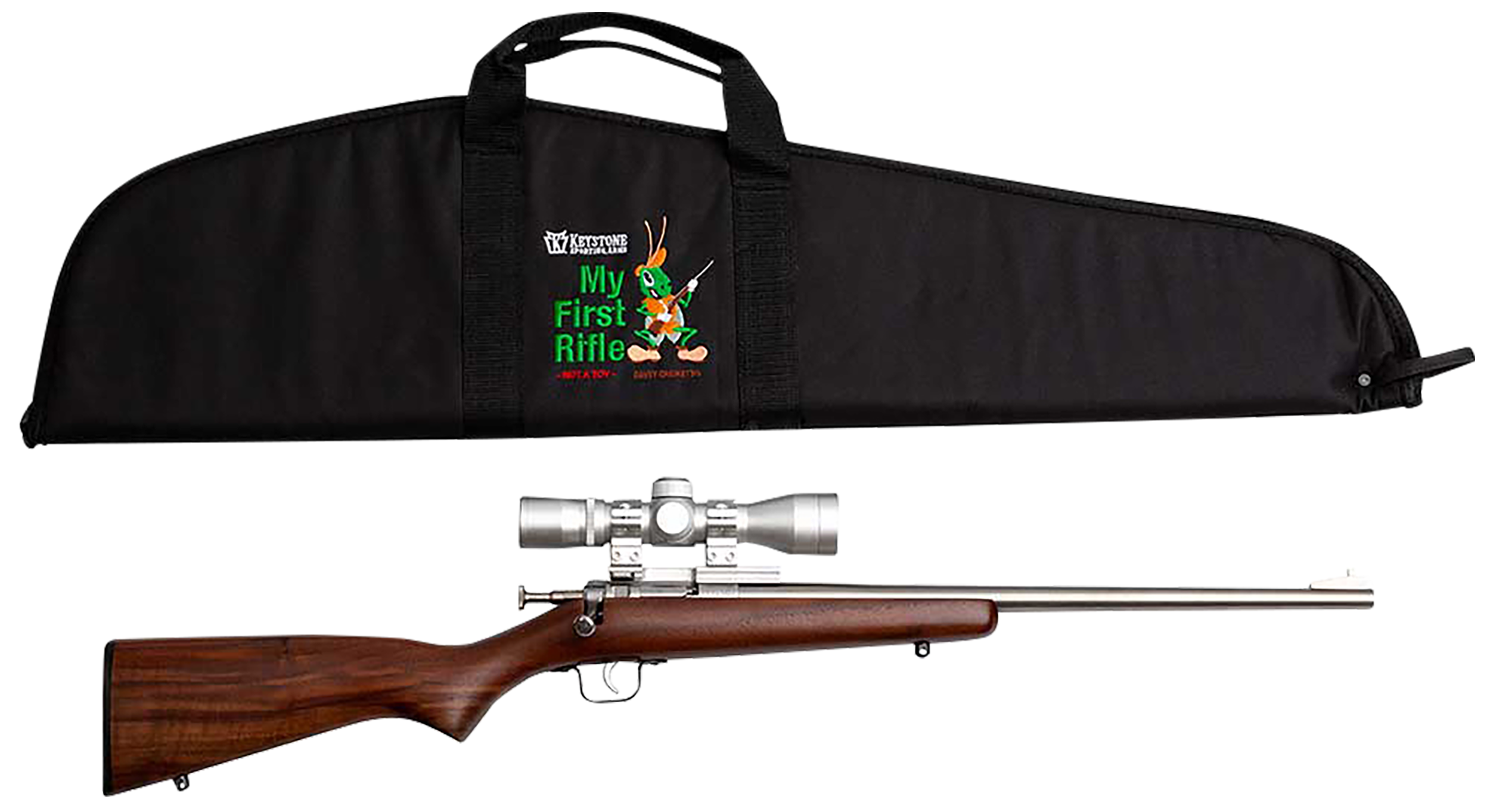 Keystone Crickett Package Rifle 22 LR 16 in. Walnut S/S with Scope