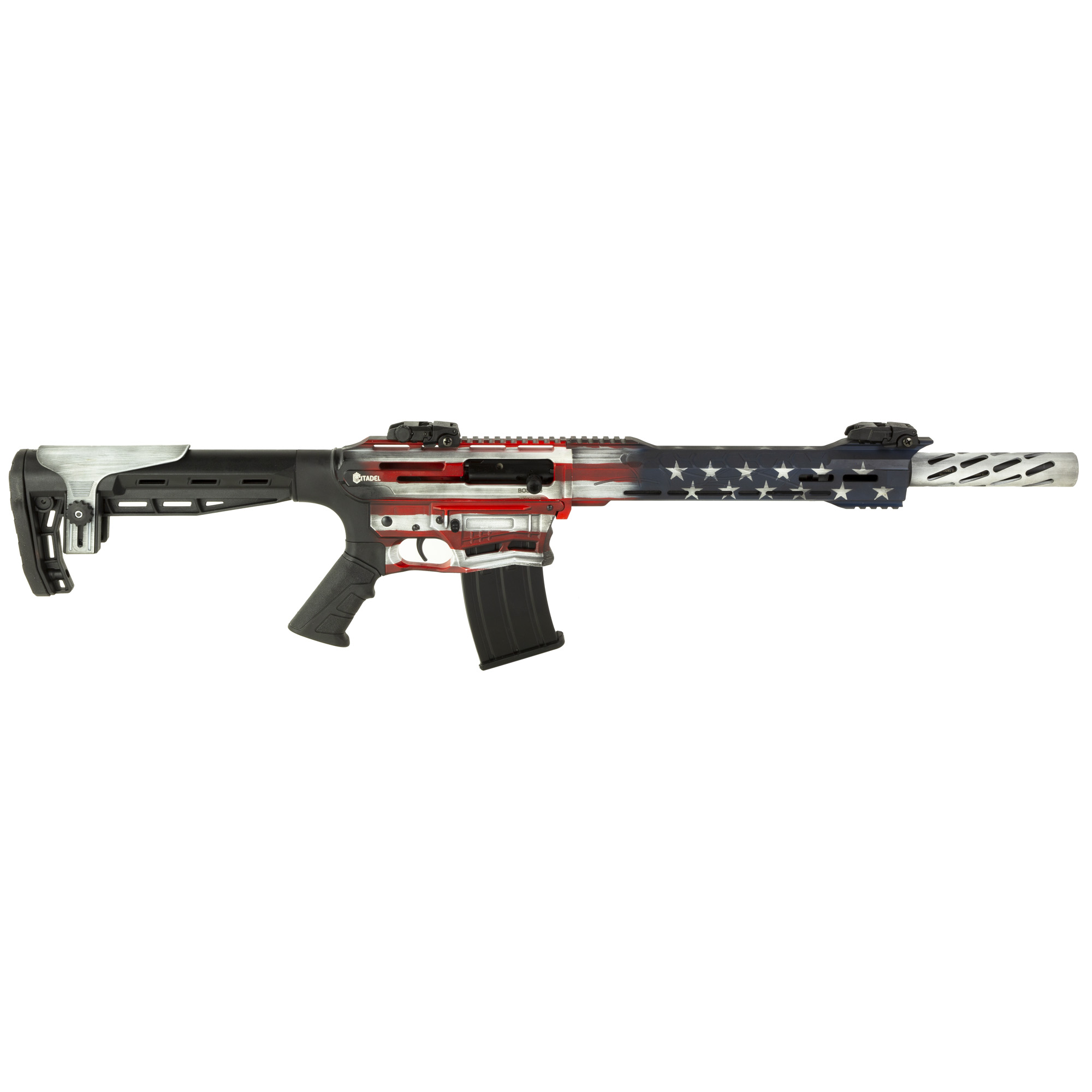 Citadel Boss-25 12GA, 18.75in. Barrel, 5rd, Adj. Comb. Black grip and stock. - US Flag (CBOSS2512USA)