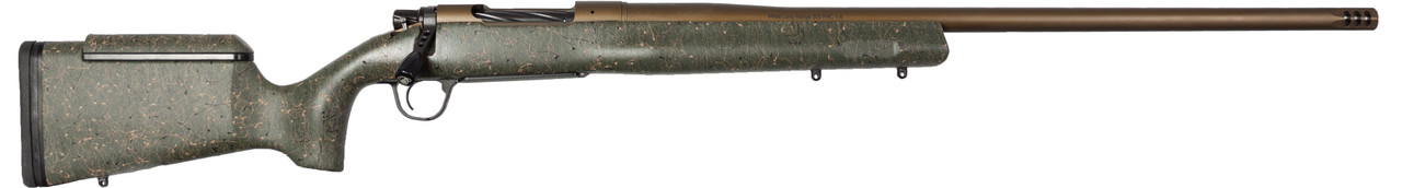 Christensen Arms 8010201700 Mesa Long Range 300 PRC 3+1 26" Threaded Barrel, Burnt Bronze Cerakote, Green with Black/Tan Webbing Stock