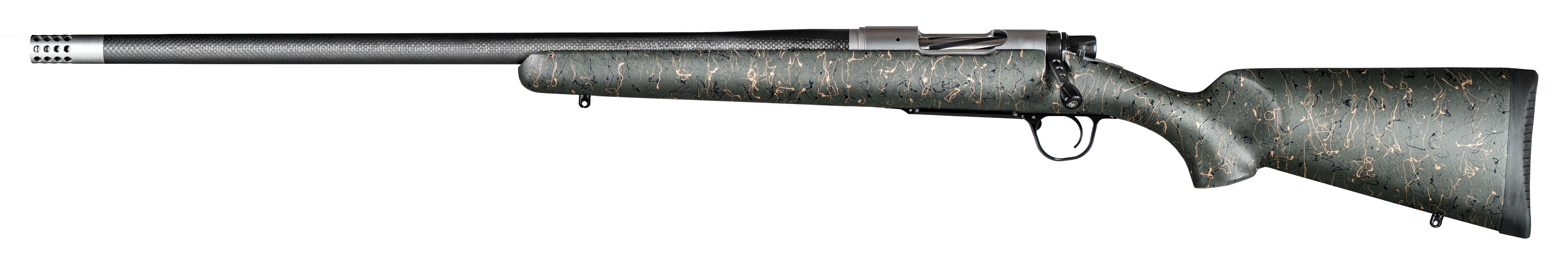 Christensen Arms 8010600601 Ridgeline  6.5 Creedmoor 4+1 20" Carbon Fiber/Threaded Barrel, Natural Stainless, Green with Black/Tan Webbing Stock,