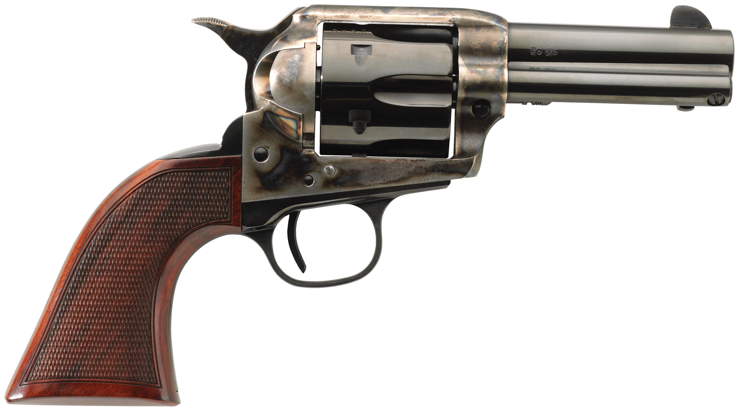 Taylors & Company 4201DE Runnin Iron Deluxe 45 Colt (LC) 6rd 3.50" Blued Cylinder & Barrel Color Case Hardened Steel Frame Checkered Walnut Grip (Taylor Tuned)