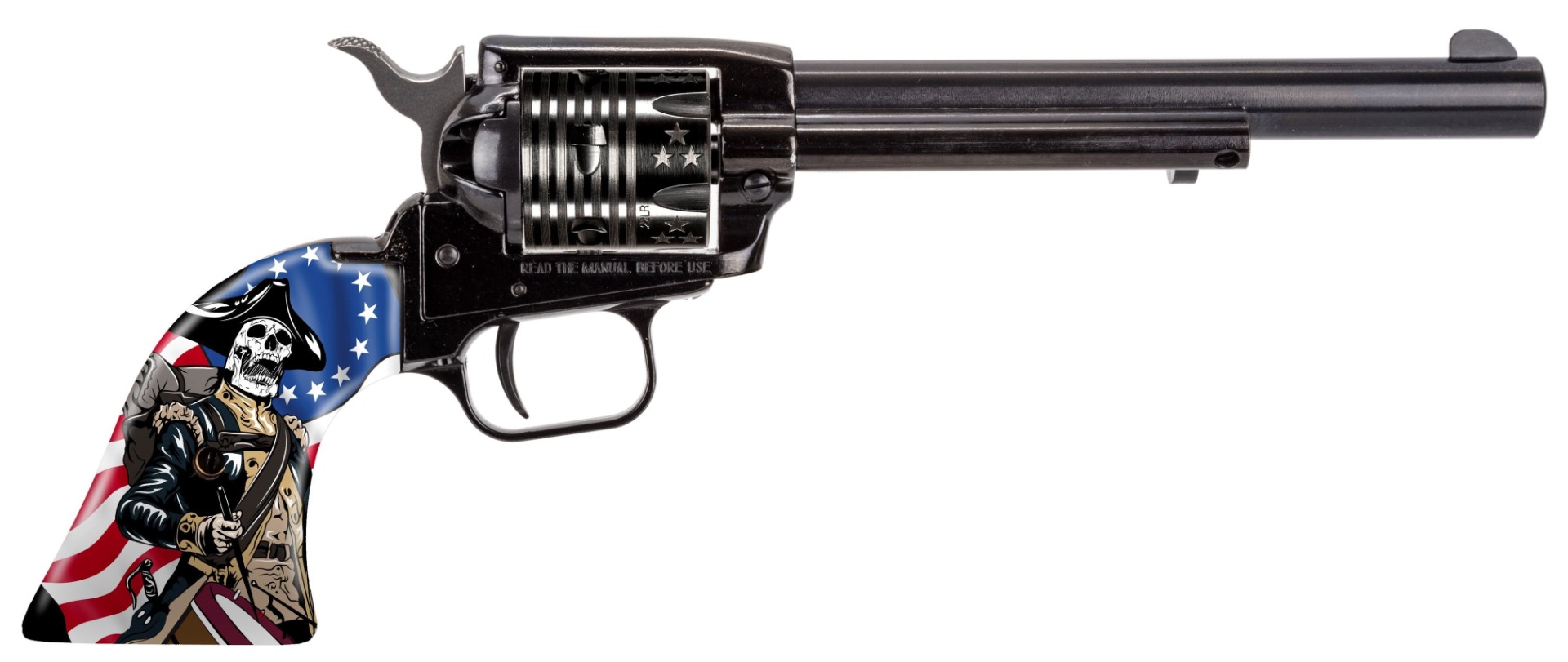 Heritage Rough Rider Revolver - Black | .22 LR | 6.5" Barrel | 6rd | US Flag w/Soldier | US Flag Engraved Cylinder