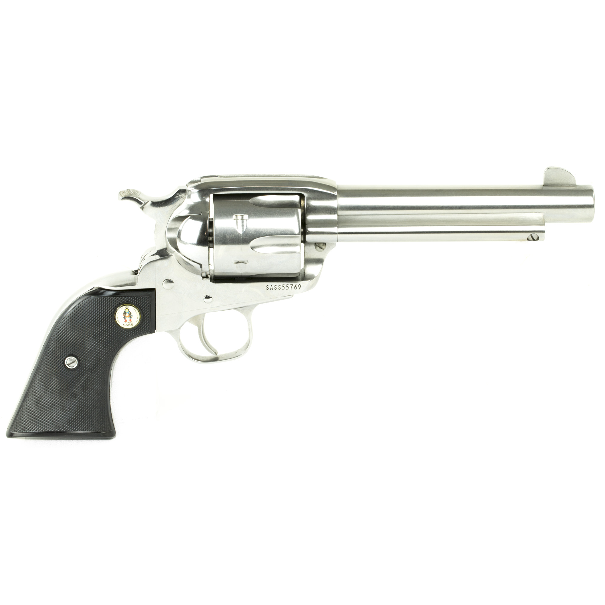 Ruger 5134 Vaquero SASS 45 Colt (Long Colt) 6rd 5.50" High Gloss Barrel, Cylinder & Frame, Black Checkered Polymer Grip, Transfer Bar Safety, Montado Hammer (1 of 2)