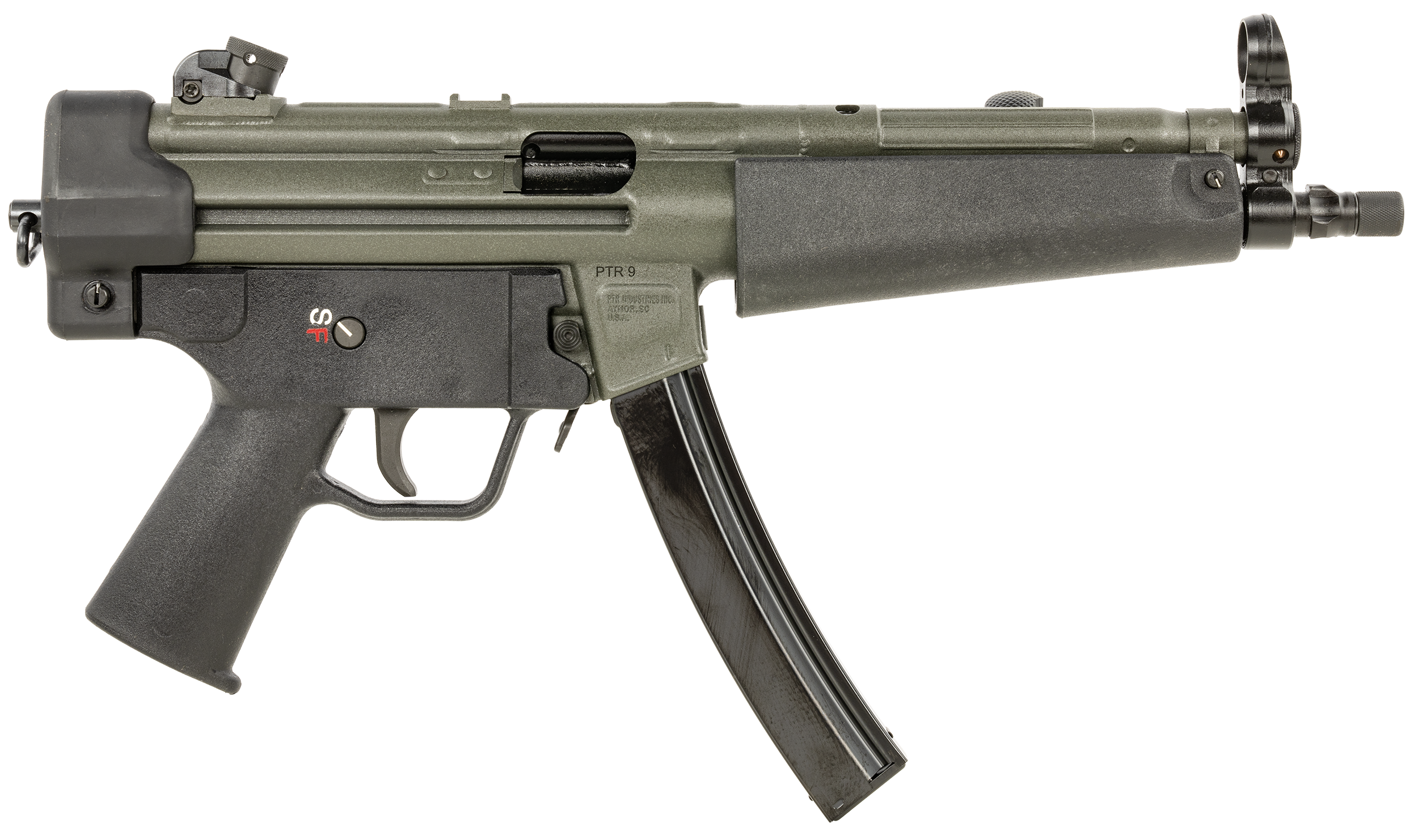 PTR 604 9CT Classic 9mm Luger 20+1 8.86", OD Green Rec, Black Polymer Furniture, 3-Lug Adapter, Rotary/Hooded Sights