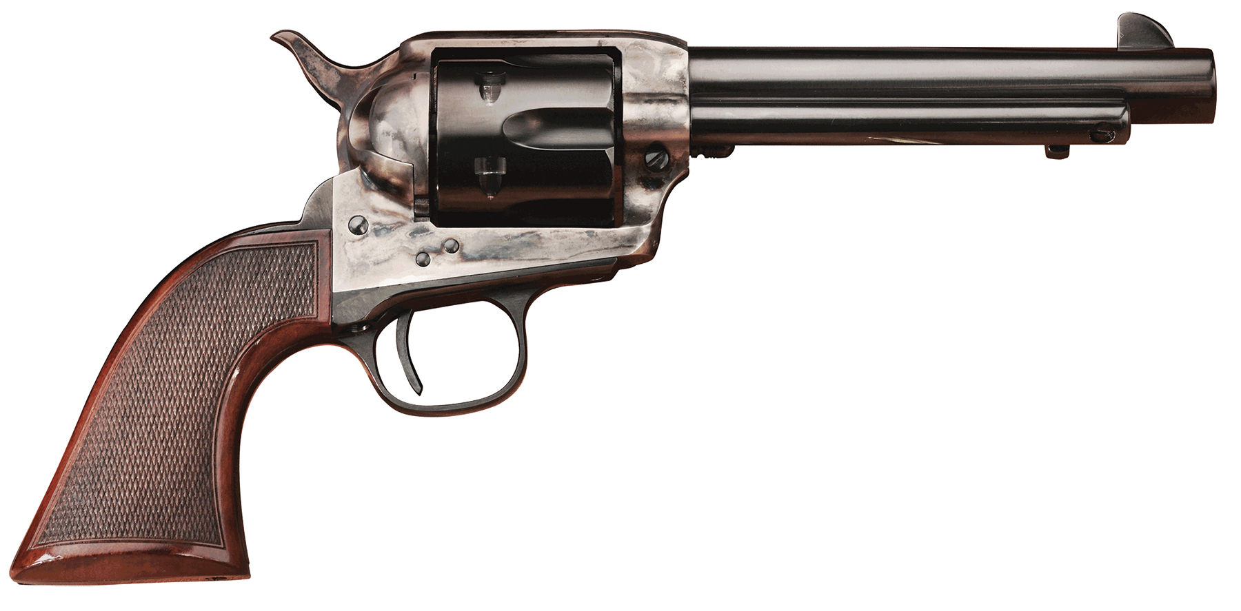 Taylors & Company 4109DE Smoke Wagon Deluxe 45 Colt (LC) 6rd 4.75" Blued Cylinder & Barrel Color Case Hardened Steel Frame Checkered Walnut Grip