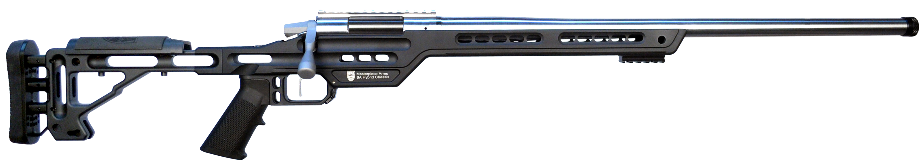 MasterPiece Arms 6CMPMRRHBLKPBA PMR  6mm Creedmoor 10+1 24" Stainless Steel Polished Black Aluminum Black V-Bedded BA Hybrid Chassis Stock 