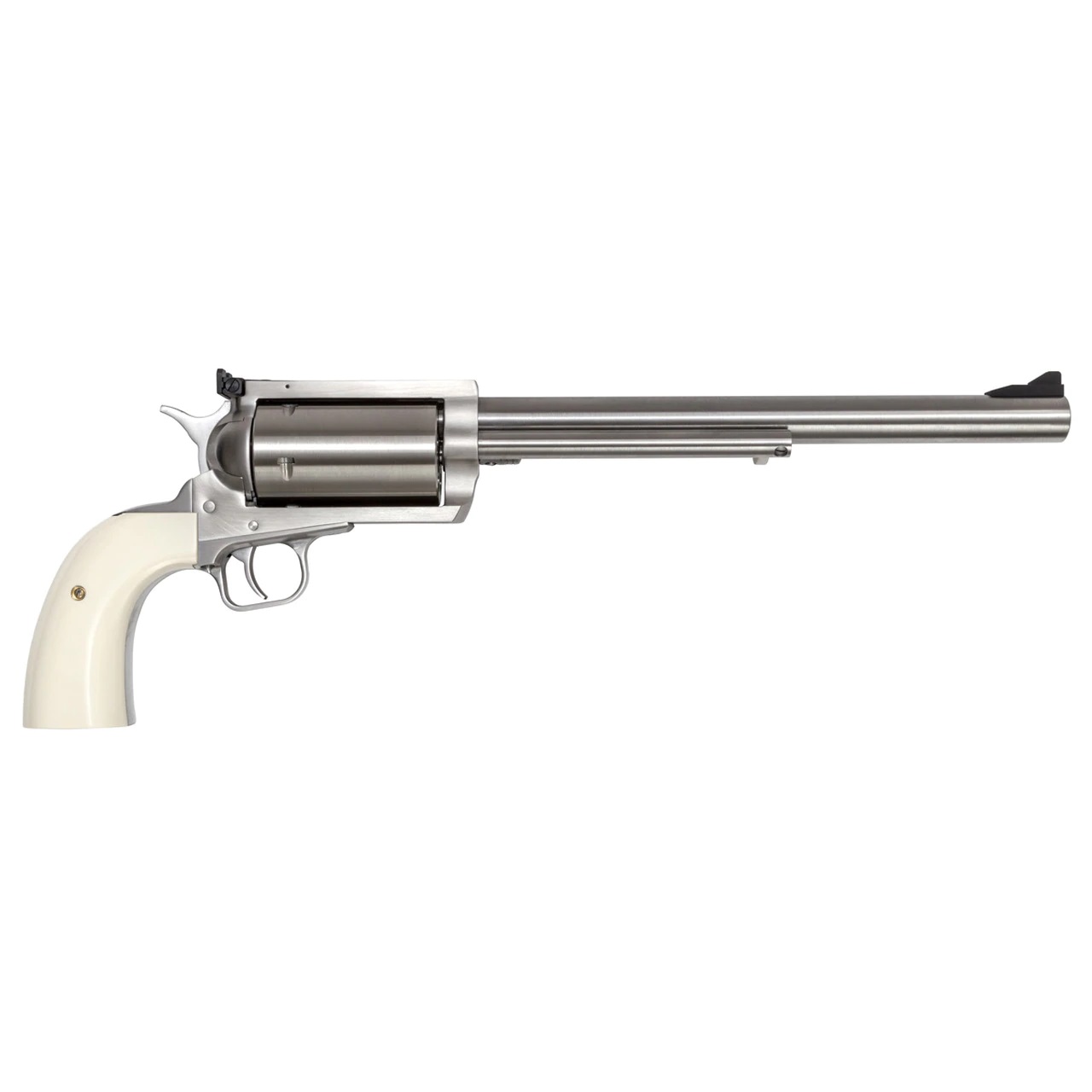 Magnum Research BFR500SW10B BFR Long Cylinder Extra Large Frame 500 S&W Mag 5 Shot, 10" Brushed Stainless Steel Barrel, Cylinder & Frame, Bisley White Laminate Grip, Exposed Hammer