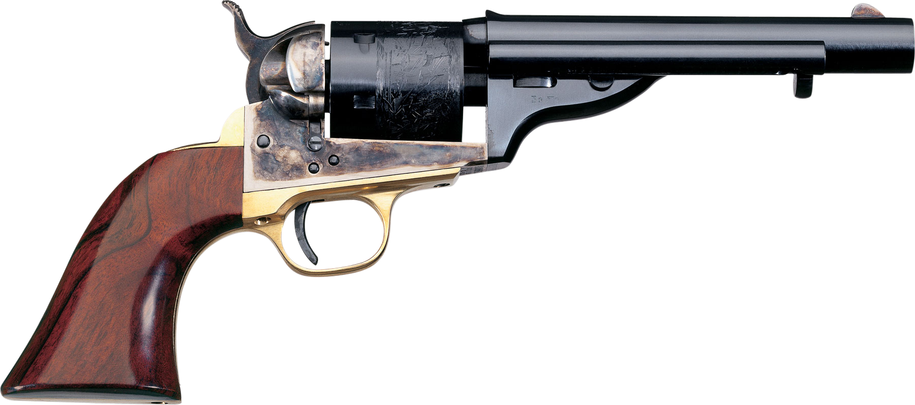Taylors & Company 550721 1851 Open-Top 45 Colt (LC) Caliber with 5.50" Blued Finish Barrel, 6rd Capacity Blued Finish Cylinder, Color Case Hardened Finish Steel Frame & Walnut Navy Size Grip