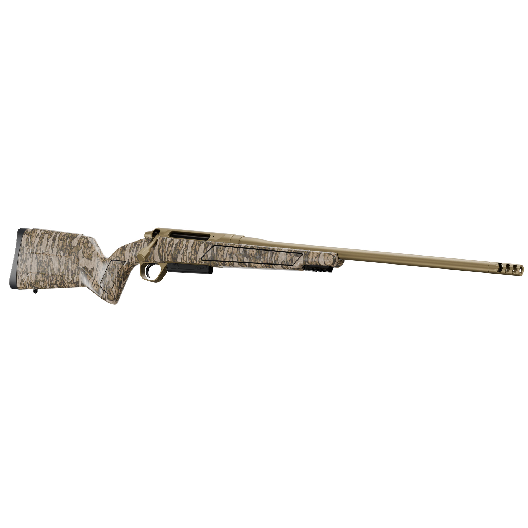 Christensen Arms 8011501700 Evoke  Full Size 308 Win 4+1 20" Flat Dark Earth Cerakote #4 Contour Threaded Barrel, Mossy Oak Bottomland Fixed Hybrid Hunter w/Picatinny Rail Synthetic Stock