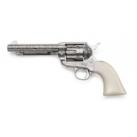 Taylors & Company 200060 1873 Cattle Brand 357 Mag Caliber with 5.50" Barrel, 6rd Capacity Cylinder, Overall Nickel-Plated Engraved Finish Steel & Ivory Synthetic Grip