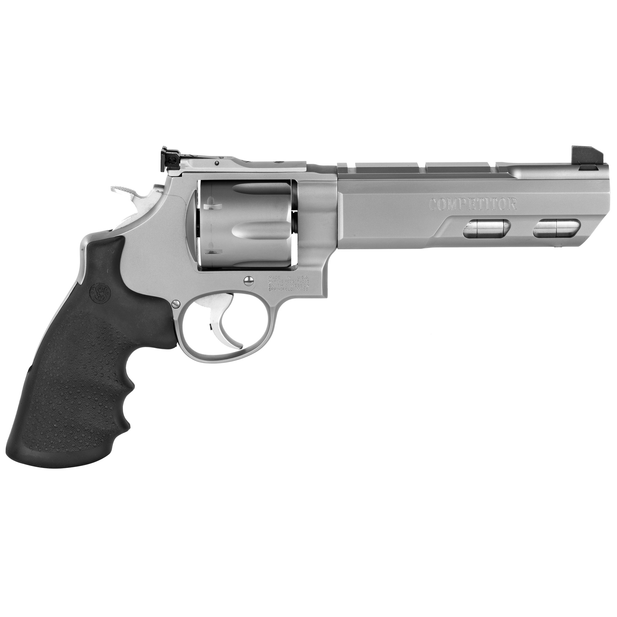 Smith & Wesson 170320 PC Model 629 Competitor N-Frame 44 Rem Mag 6 Shot 6" Stainless Steel Adj Weights Barrel, Stainless Cylinder, Stainless Steel Frame, Hogue Synthetic Grip, Exposed Hammer