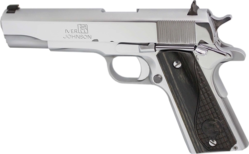 Iver Johnson Arms 191138CHRW 1911 A1 Government 70 Series 38 Super 5" 9+1 Chrome Black Diamondwood Grip
