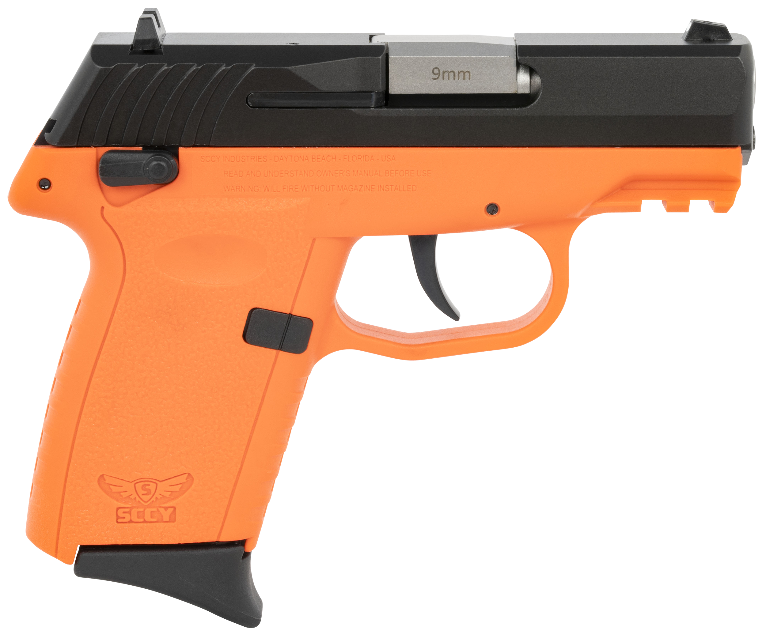 SCCY Industries CPX1CBORG3 CPX-1 Gen3 9mm Luger 10+1 3.10" Orange Polymer w/Picatinny Rail Serrated Black Nitride SS Slide Orange Polymer Grip