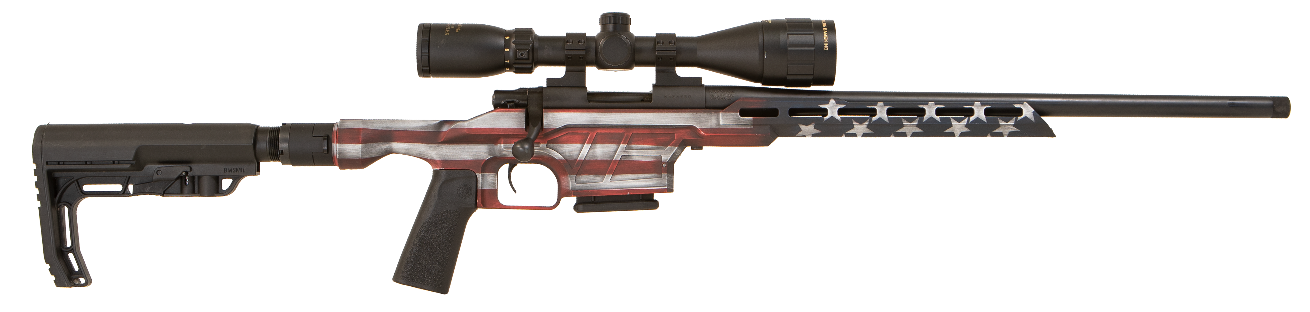 Howa HMXL223USA M1500 Mini Excel Lite 223 Rem 20" TB 5+1 American Flag Cerakote Black Folding HTI Excl Lite Chassis Stock
