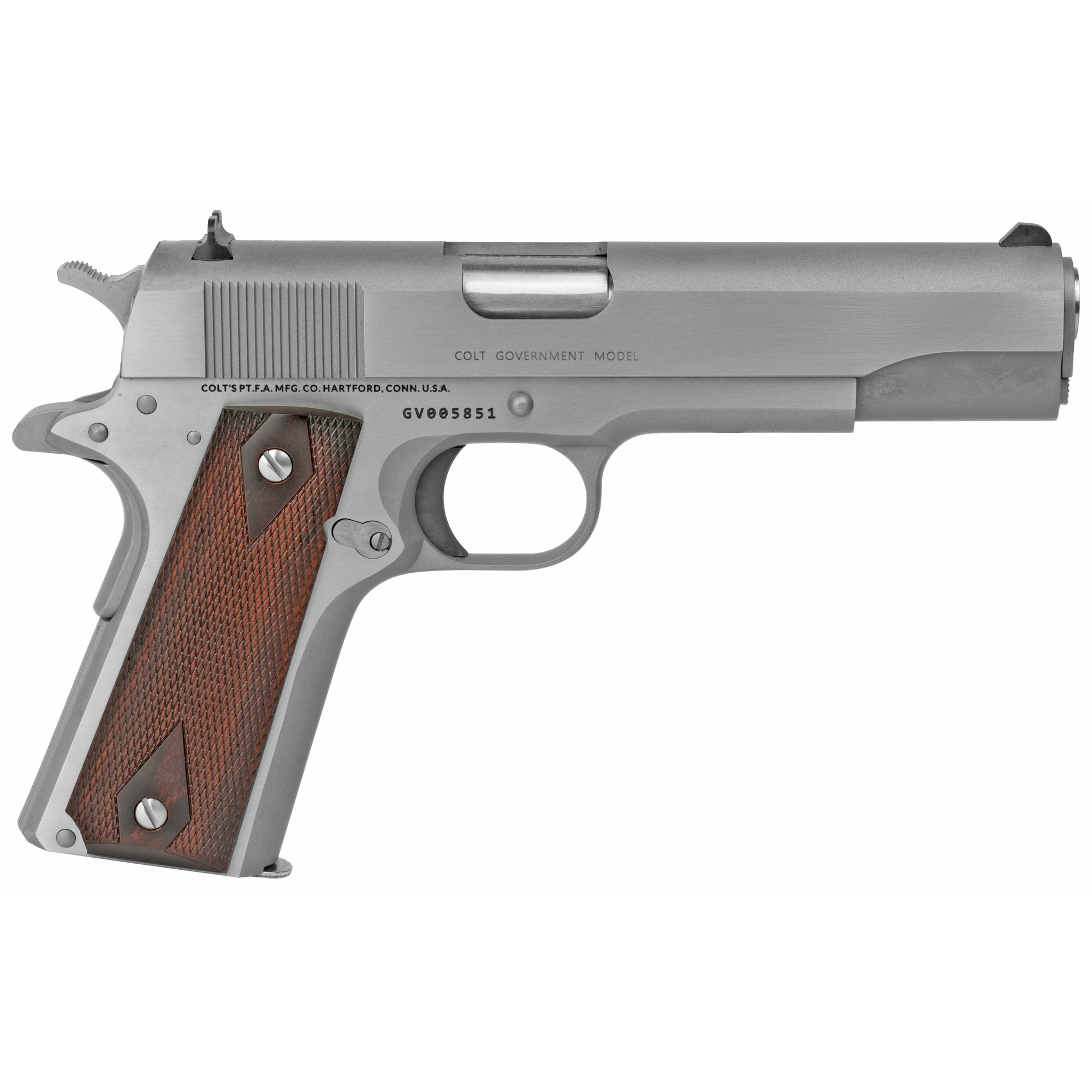 Colt 1911 Classic Stainless .45 Acp 5 inch 7+1 Stainless Steel Rosewood