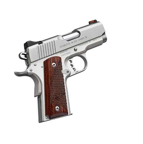 Kimber Mfg, Inc 3200329 Ultra Carry II  9mm Luger 8+1 3" Stainless Match Grade Barrel, Satin Silver Serrated Stainless Steel Slide, Satin Silver Aluminum Frame w/Beavertail, Rosewood Grip