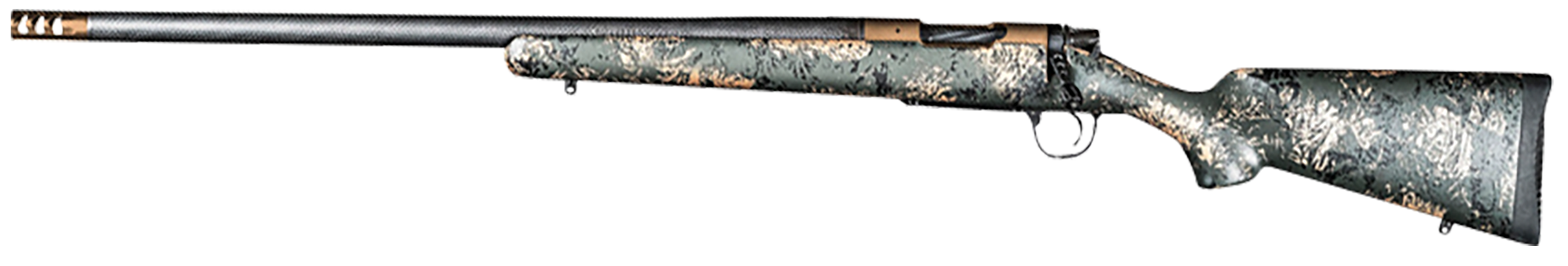 Christensen Arms 8010620700 Ridgeline FFT 6.5 Creedmoor 4+1 20" Carbon Fiber/Threaded Barrel, Burnt Bronze Cerakote, Green with Black/Tan Accents Stock,