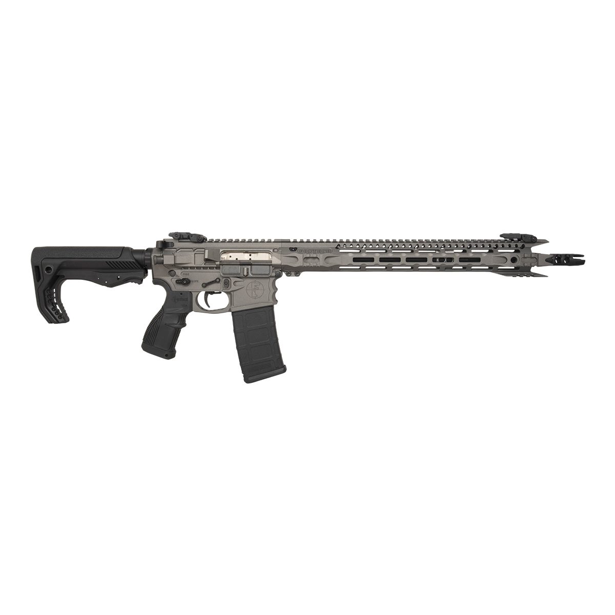 FosTech Stealth Raptor AR15 Rifle - Tungsten | 5.56NATO | 16" Faxon Barrel | Mach-1 16" M-LOK Rail | Nickel Boron Low Mass BCG | FosTech Tomahawk Stock | Installed Echo Sport Trigger