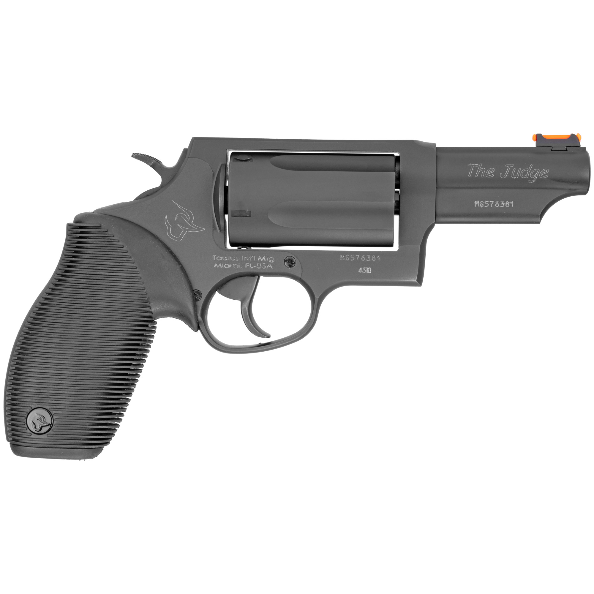 Taurus Judge Revolver - Matte Black | 45 Colt / 410 Ga | 3" Barrel | 5rd | Rubber Grip | Fiber Optic Sight
