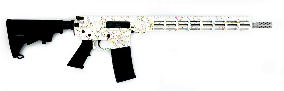 Great Lake Firearms GLFA AR15 Rifle .223 Wylde 16" 30 Rounds White Saved By The Splatter