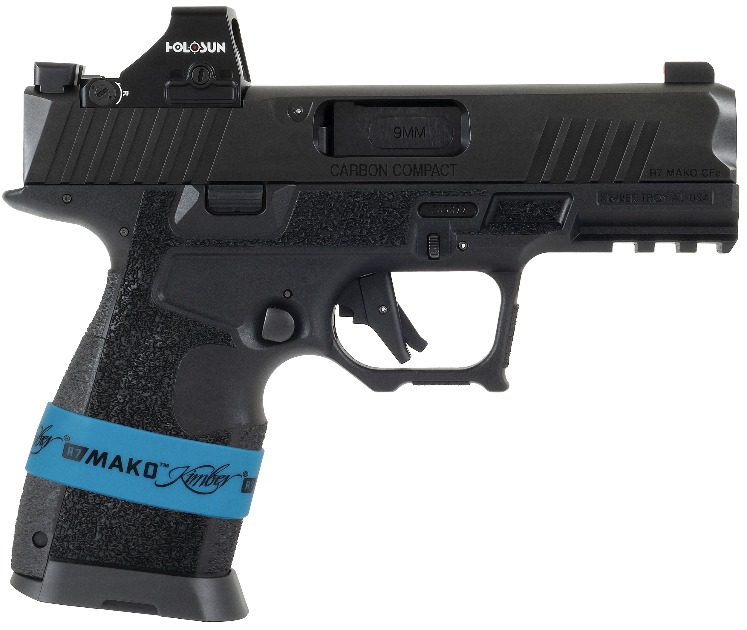 Kimber Mfg.,inc 3800017 R7 Mako Carbon Compact OI 9mm 15+1 3.92" threaded Barrel FNC Stainless Steel Slide Molded Stippling Interchangeable Modular Backstrap Grip Holosun HS 407K
