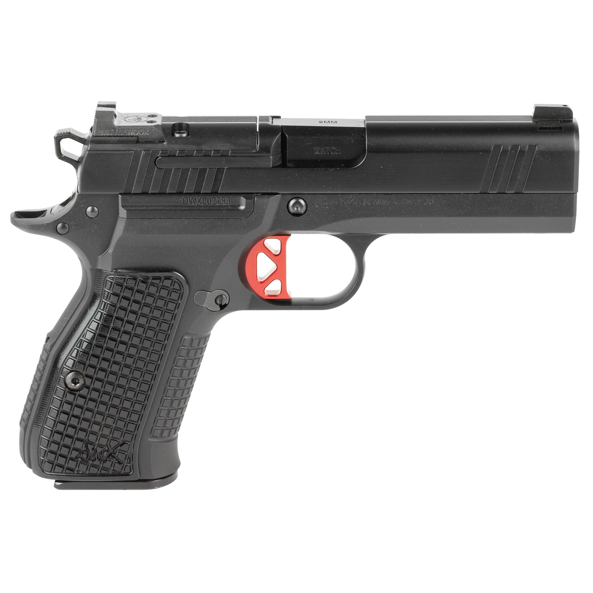 Dan Wesson 92104 DWX  Compact Frame 9mm Luger 15+1 4" Black Match Grade Barrel, Black DLC Serrated Slide, Black Aluminum Frame w/Beavertail, Black Aluminum Grip