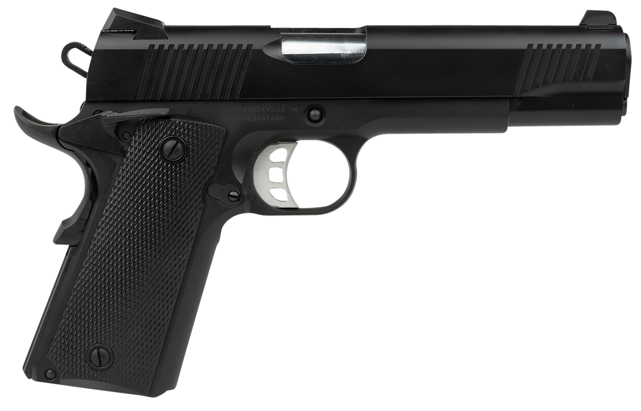 Tisas 10100530 1911 Duty 9mm Luger 9+1 5" Black Cold Hammer Forged Barrel, Serrated Steel Slide, Black Cerakote Steel Frame w/Beavertail. Black Overmolded Grips