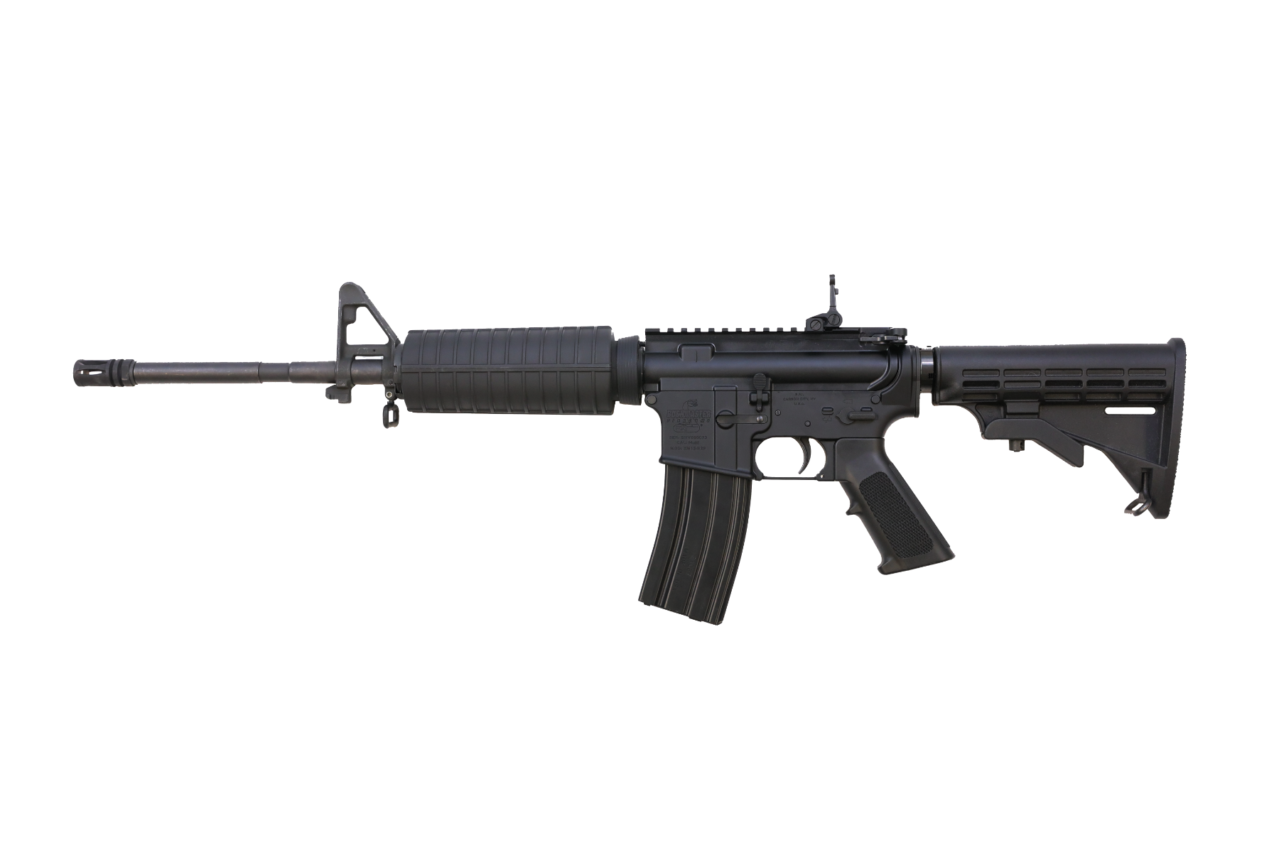 Bushmaster M4 Patrolman's Flat Top AR15 Rifle - Black | 5.56NATO | 16" Barrel | M4 Handguard | A2 Flash Hider | M4 Collapsible Stock | Flip-Up Rear Sight