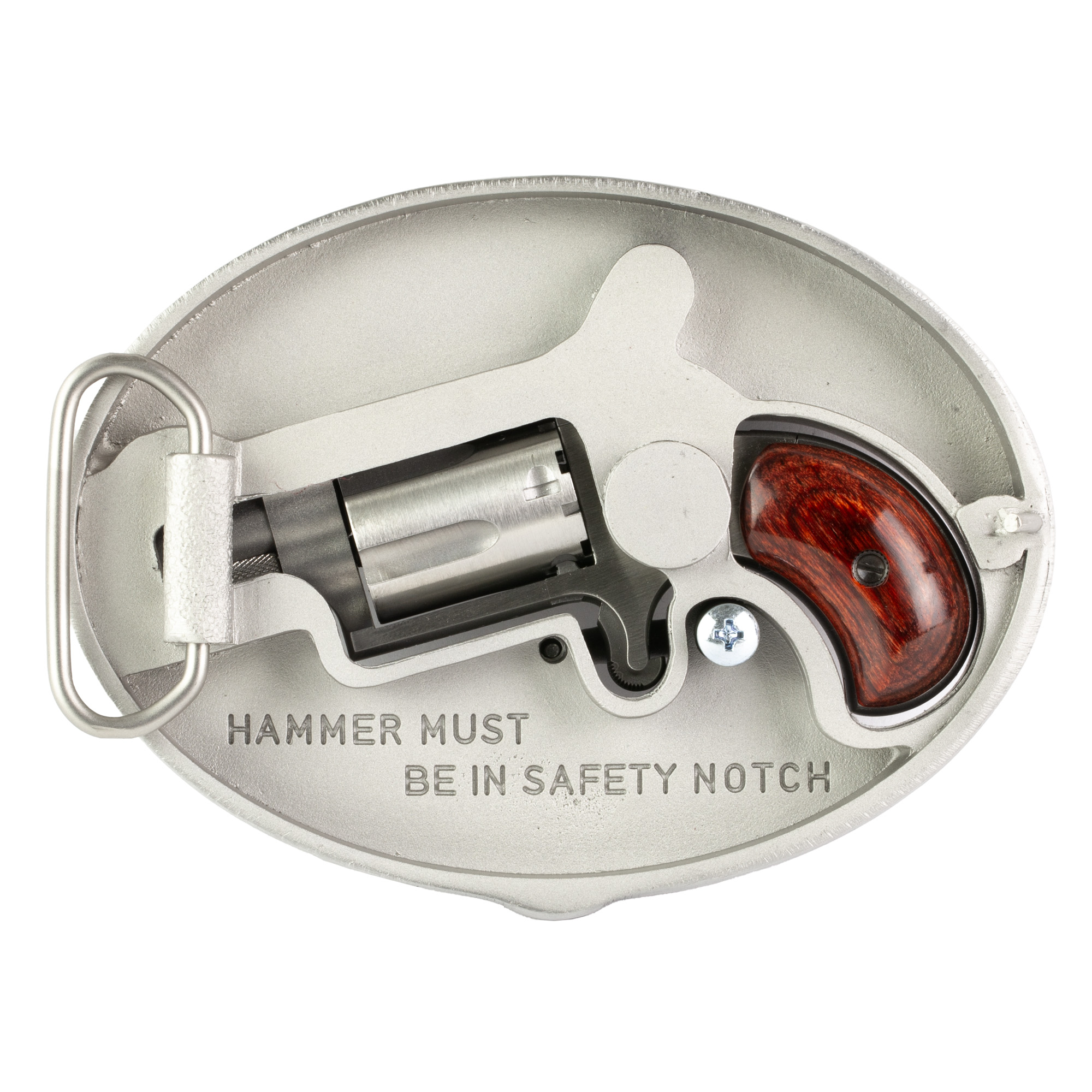 NAA Mini-Revolver w/ Enclosed Belt Buckle 22 LR 1.13 in Stainless / Wood 5 rd.