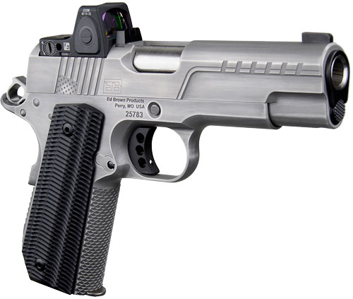 Ed Brown FX2SS FX2  45 ACP 7+1 4.25" Recessed Crown Barrel, Stainless Steel Engraved American Flag/Serrated Slide, Stainless Steel Frame, Trijicon RMRcc 3.25 MOA Sight