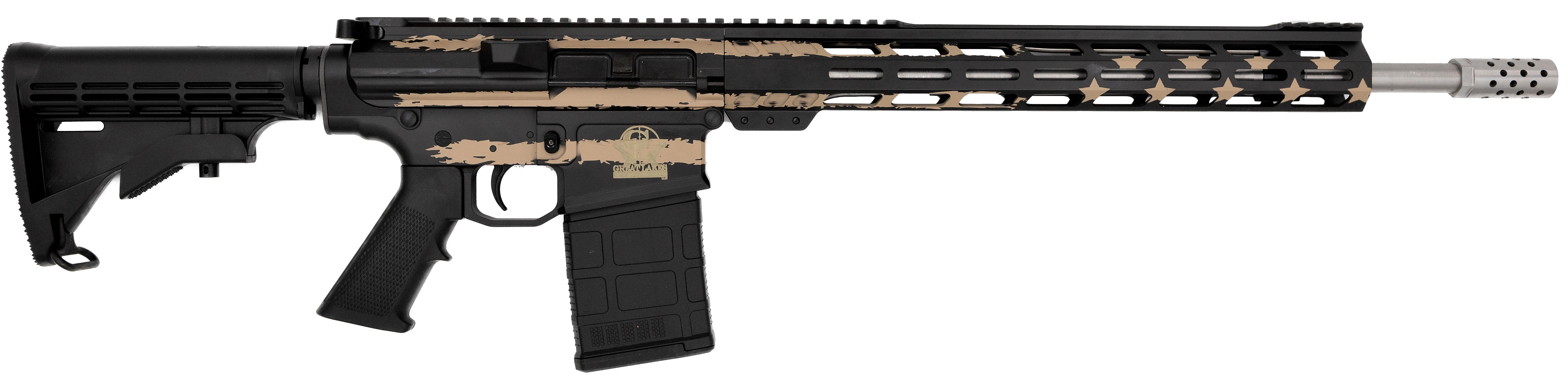 Great Lake Firearms GLFA AR10 Rifle 308 Winchester 18 Inch 10 Rounds Desert Flag Cerakote