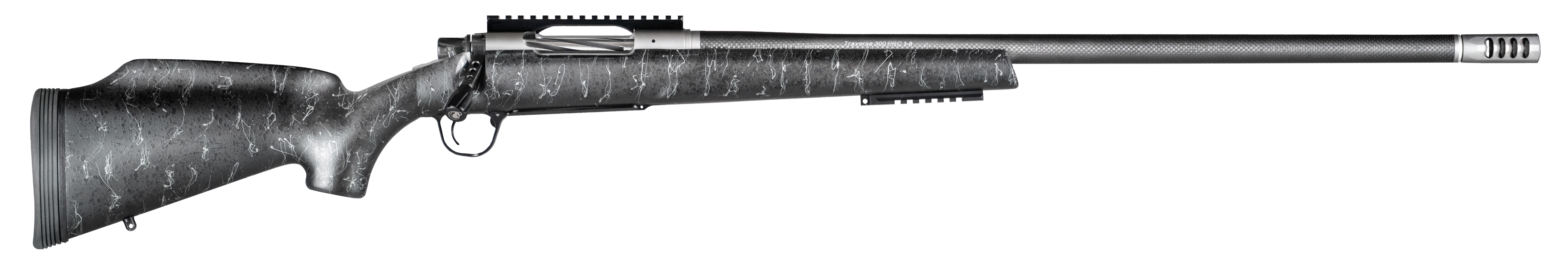 Christensen Arms 8011001100 Traverse  28 Nosler 3+1 26" Threaded Barrel, Natural Stainless, Black with Gray Webbing Stock