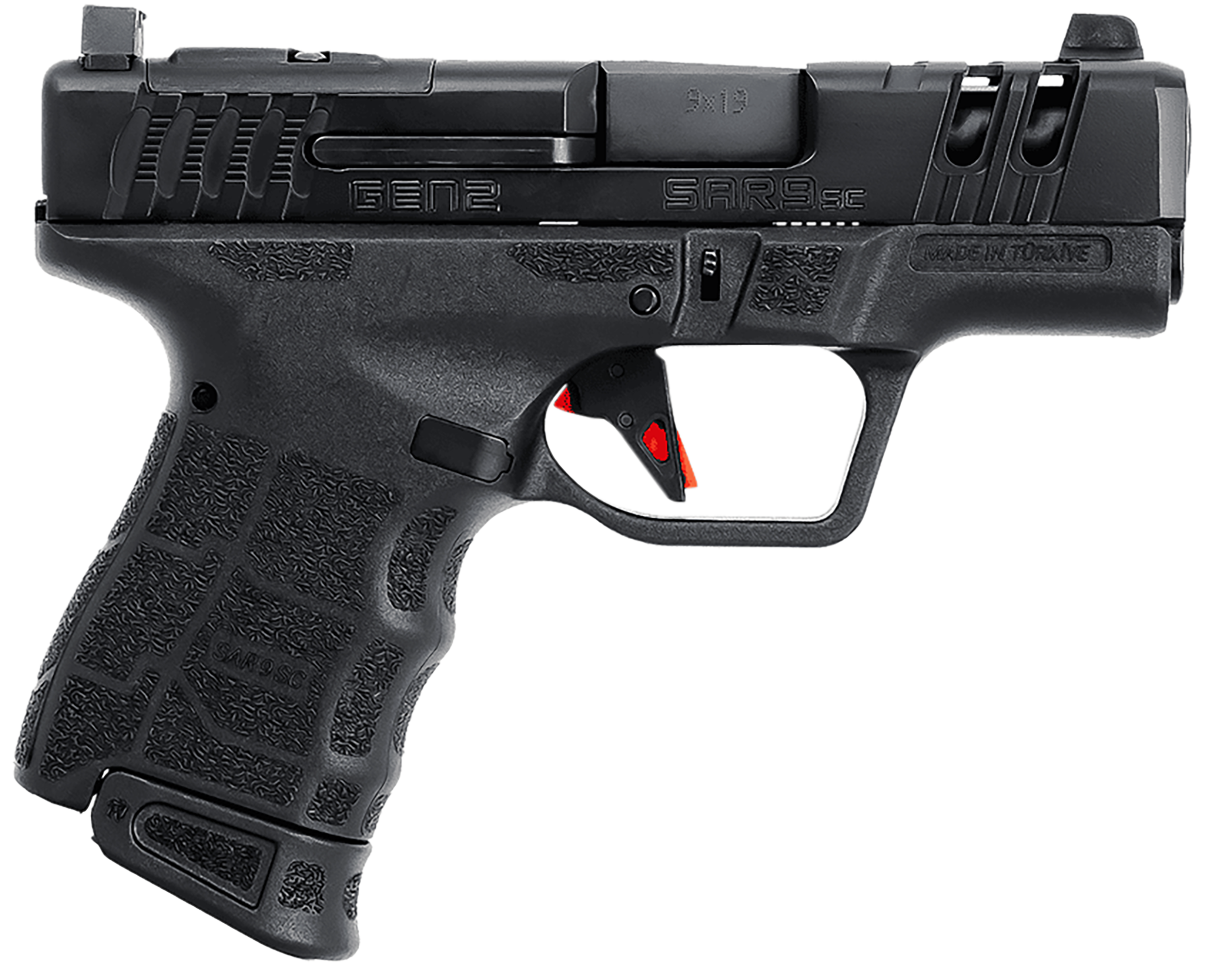 SAR USA SAR9SCG2BL SAR9 SC Gen2 Compact Frame 9mm Luger 12+1/15+1 3.30" Black Steel Barrel, Black Serrated Steel Slide, Black Polymer Frame, Black Interchangeable Backstrap Grip