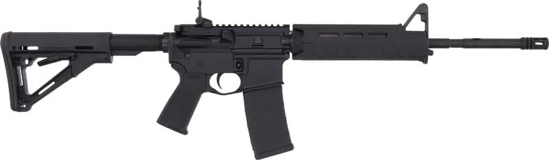 Bushmaster M4 Patrolman's Flat Top MOE AR15 Rifle - Black | 5.56NATO | 16" Barrel | Magpul MOE Furniture | Flip -Up Rear Sight | A2 Birdcage flash hider
