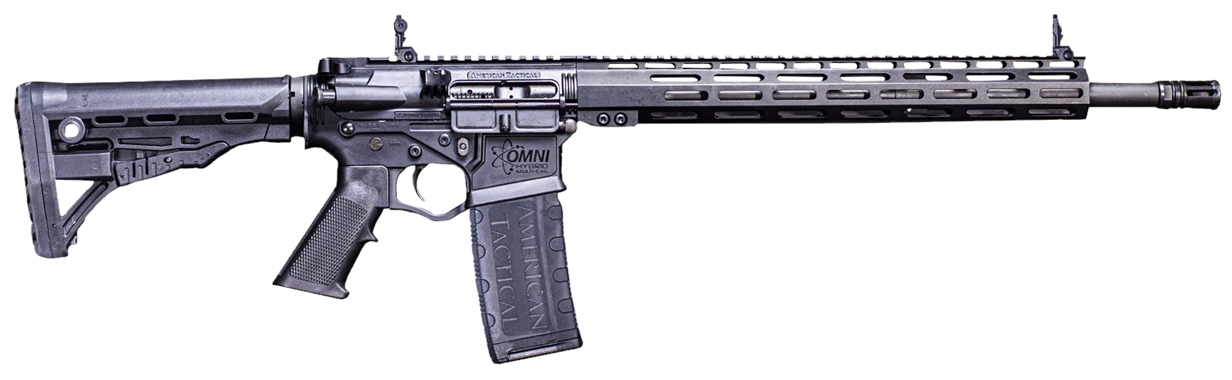 American Tactical Inc. Omni Hybrid Maxx 300 AAC Blackout (7.62x35mm), 16in. Barrel, 30rd, 13" MLOK Handguard, A2 Grip & Roger's Adj. Super Stock - Black (NPN: ATIATIGOMX300MTS)