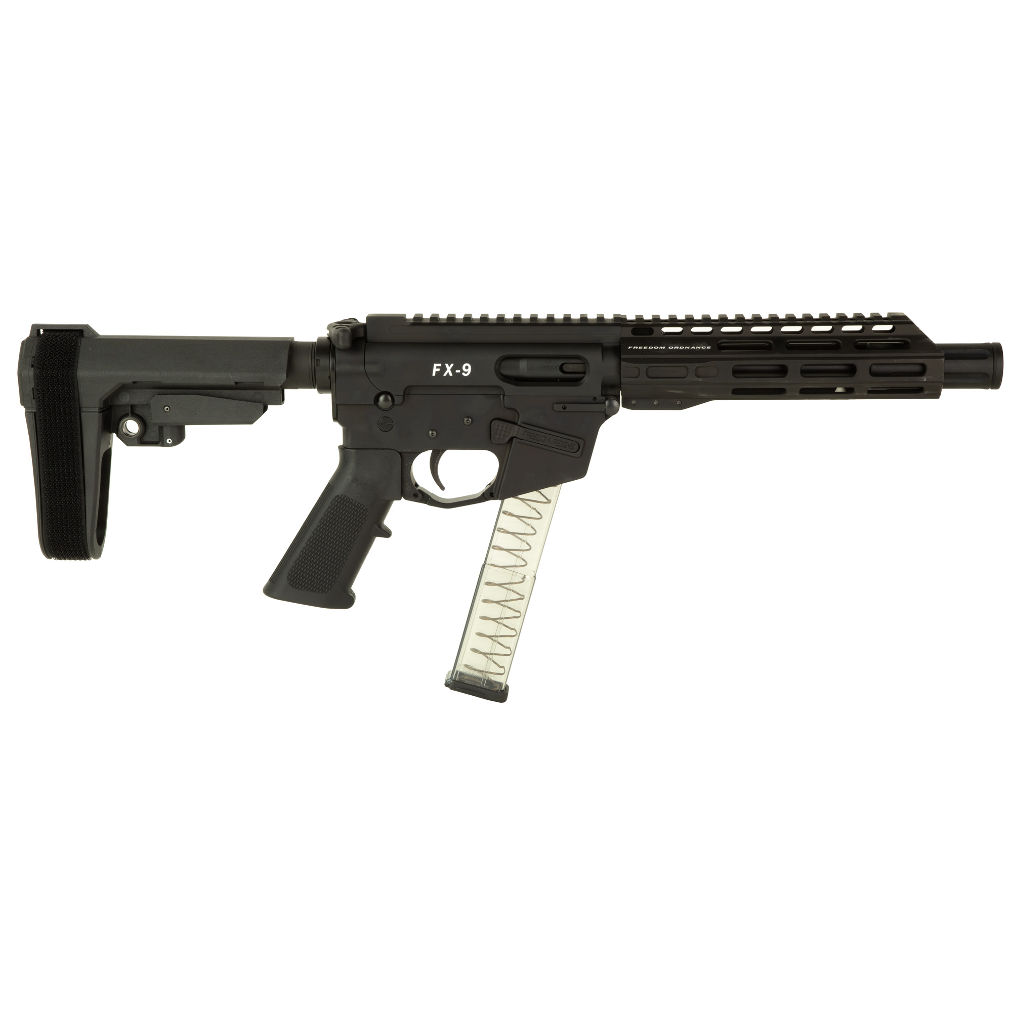 Freedom Ordnance FX-9P8S FX-9  9mm Luger 8" 31+1 Black Anodized Black Polymer SBA3 Pistol Brace