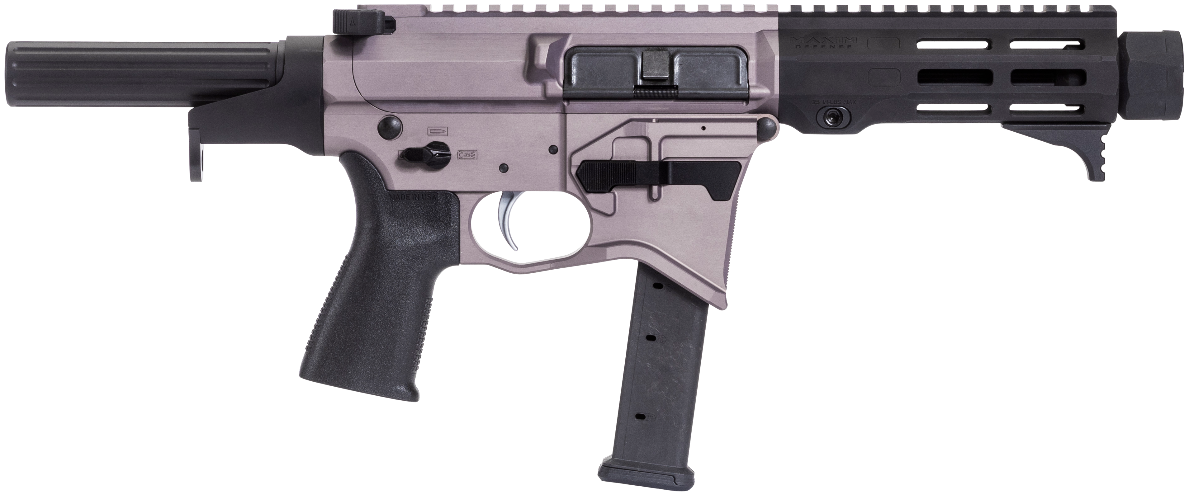 Maxim Defense MXM48174 CPS MD9 9mm Luger Caliber with 5.50" Barrel, Urban Grey Anodized Metal Finish, Black Maxim CQB Brace & Polymer Grip